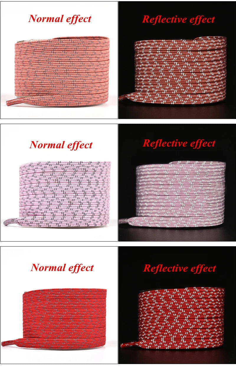 1Pair Reflective Magnetic Shoelaces Quick Locking Elastic No Tie Shoe Laces Adult Children Shoelace Sneakers Running Shoe Laces