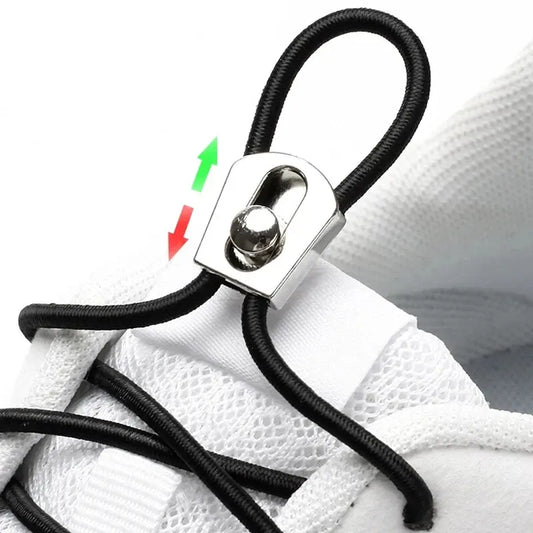 Elastic Shoelaces Reflective Metal Sliding Lock No Tie Shoe Laces Round Child Adult Leisure Take A Walk Sneakers Lazy Shoe Lace